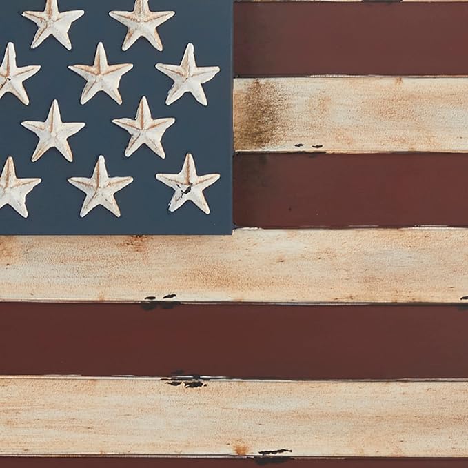 Deco 79 Metal American Flag Home Wall Decor Indoor Outdoor Wall Sculpture, Wall Art 38" x 2" x 26", Red