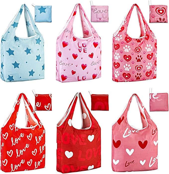 LOLOMLO 6 Pack Eco-Friendly Reusable Grocery Bags Lightweight Durable Washable Shopping Tote Foldable Outings Storage Pouch