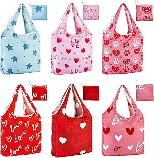 LOLOMLO 6 Pack Eco-Friendly Reusable Grocery Bags Lightweight Durable Washable Shopping Tote Foldable Outings Storage Pouch