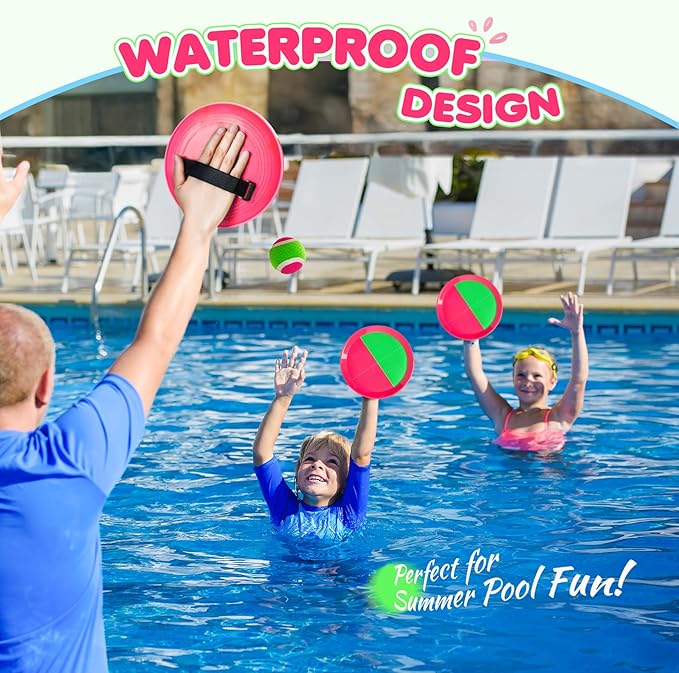 Toss and Catch Ball Set Upgraded - Kids Toys Stocking Stuffers for Family Games - Water-Resistant Great for Beach Pool Yard - Christmas Toys Gift for Boys Girls Teens 3 4 5 6 7 8 9 10 11 12+ Years