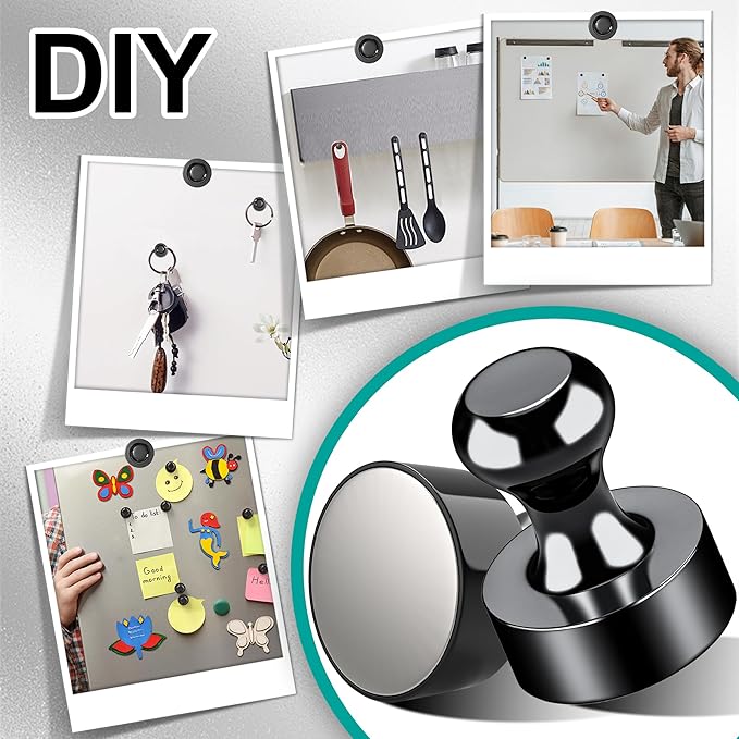 Tiergrade Metallic Magnets, Refrigerator Magnets, 60 Pack Black Magnetic Push Pins, Strong Fridge Magnets, Multi-use Whiteboard Magnets Perfect for Kitchen Office Classroom