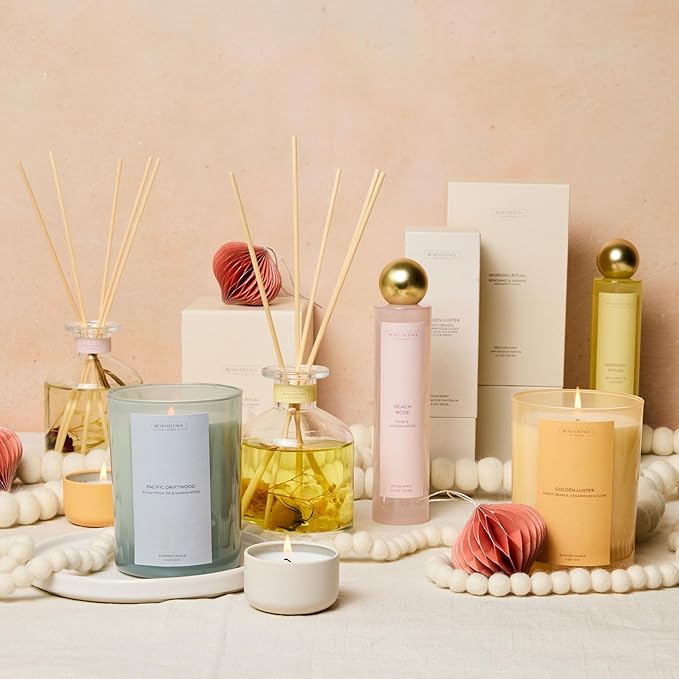 Bergamot & Jasmine Scented Candle | 11oz, 60 Hour Burn | Natural Soy Wax, Cotton Wick | Soy Scented Candles for Home | Benevolence LA Sun-Kissed Collection - Morning Ritual