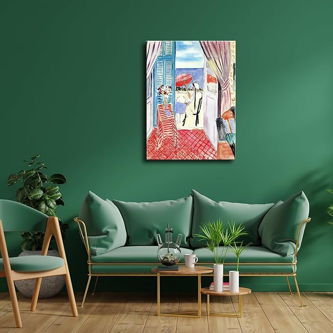 Wieco Art Canvas Prints Wall Art Henri Matisse Aesthetic Posters Woman with A Red Umbrella Matisse Prints Posters for Living Room Home and Office Decorations