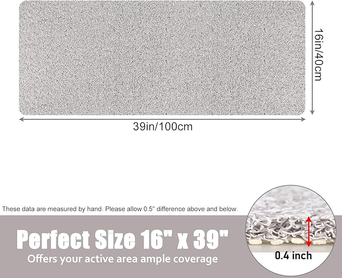 Bathtub Mat Shower Mat Non-Slip - 16x39 Inch Soft Comfort Bath Mat with Drainage Holes, PVC Loofah Massage Bathmat for Shower, Tub, Bathroom, Wet Areas, Quick Drying