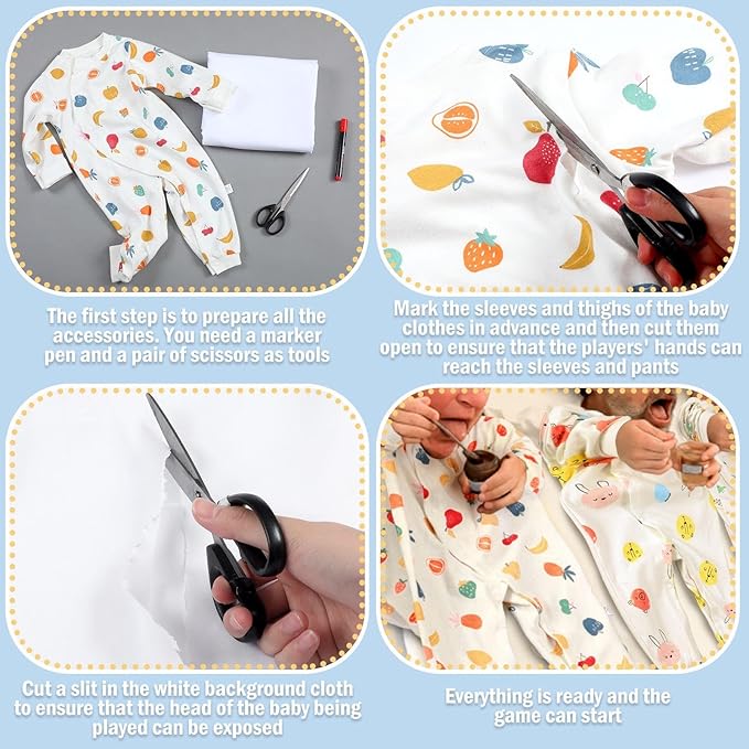 7 Pcs Baby Shower Games Feed Me Baby Shower Games Decor Include 3 Funny Blind Feeding Costume 3 Bib 1 Bed Sheet for Gender Reveal Party Supplies Bridal Party Favors for Gender Reveal Game Decor