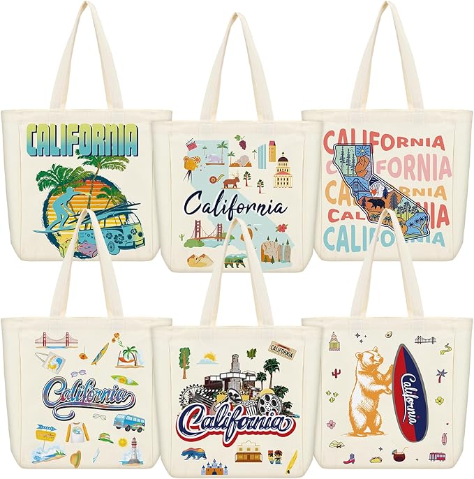 Large Canvas Tote Bags Decorative Themed City Souvenir Gift Bags with Handle Shopping Basket Reusable