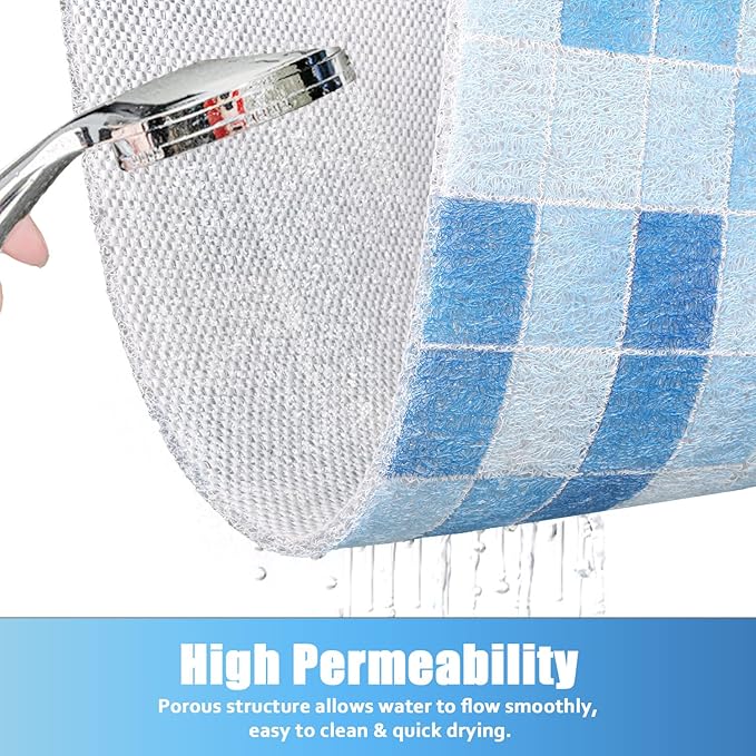 Shower Mat Non-Slip, Soft Comfort Bath Mat with Drainage Holes, PVC Loofah Massage Bathmat for Shower,Tub,Bathroom,Wet Areas, Quick Drying
