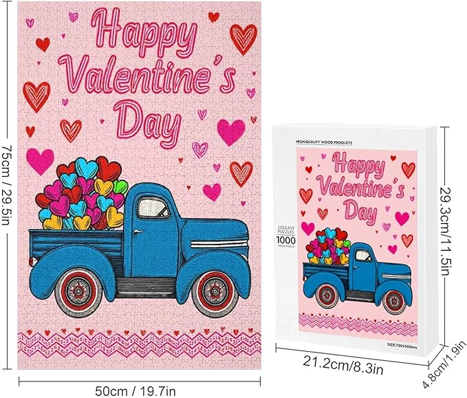 Wooden Puzzle - Happy Valentine's Day Jigsaw Puzzles，Wooden Puzzles for Adults 1000 Pieces Challenge Puzzles，Educational Games，Family Puzzles，Unique Gifts for Wall Art