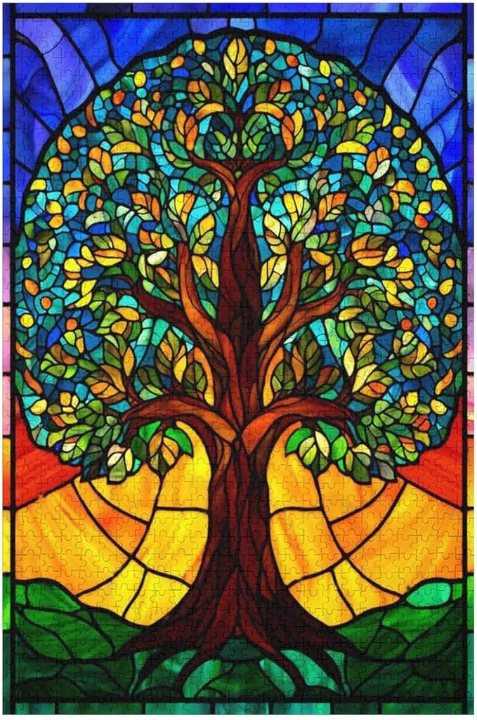 Jigsaw Puzzles for Adults 1000 Piece - Colorful Tree Themed Wooden Puzzles，Funny Puzzles，Stress Relief Games，Puzzle Games Challenge Puzzles，Educational Games