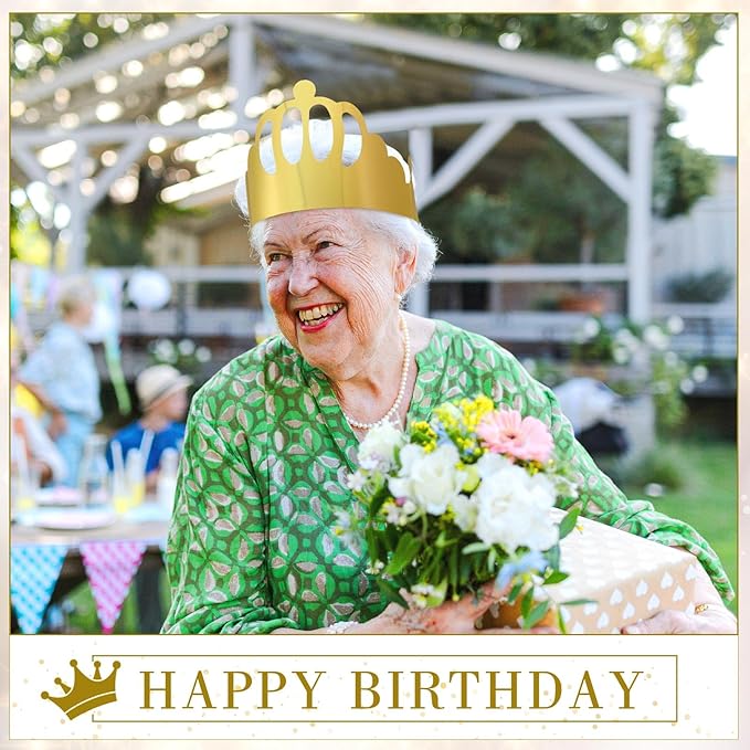 Crtiin 30 Pcs Gold Paper Crown for Adults Princess Hats Crafts Birthday Party Bulk Crowns for School Classroom(Stylish Style)