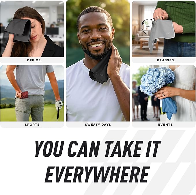 Sweat Absorbing Handkerchiefs - The Original Pocket-Sized Sweat Towels - Quick-Dry Microfiber Sweat Rags for Face, Hands, & Body - Men & Women - Gym, Sports, and Work (Dark Grey: 5 Pack)