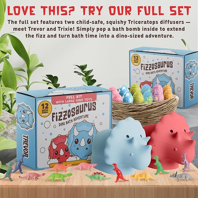 All Natural Bath Bombs for Kids with Surprise Toys Inside- 12 Pack Organic Dinosaur Bath Bombs with Toys Inside - Dino Bath Bomb for Kids