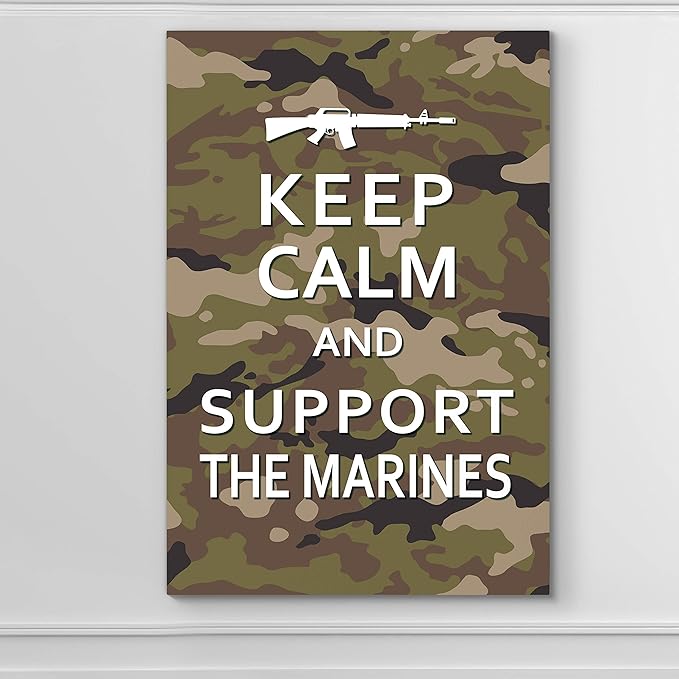 Renditions Gallery Nature Military Wall Art Home Paintings & Prints Artwork Calm Supportive Marines Glam Patriotic Motivational American Modern Decor for Bedroom Office Kitchen - 24"x32" LT25