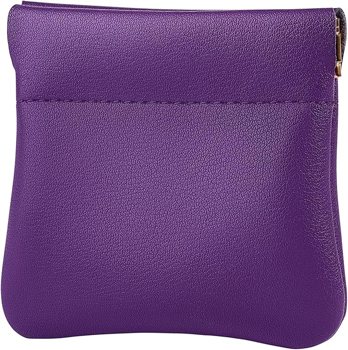 Travelambo Leather Squeeze Coin Purse Pouch Change Holder For Men & Women
