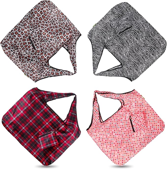 ECO CHIC Foldable Reusable Large Recycled Grocery Bags Lightweight Shopping Tote Bags with Storage Pouch - Collection of 4 bags