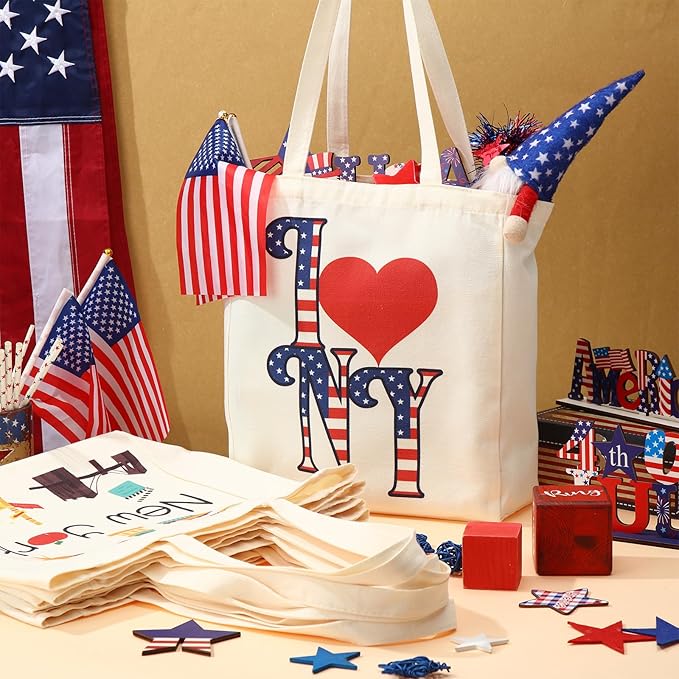 Large Canvas Tote Bags Decorative Themed City Souvenir Gift Bags with Handle Shopping Basket Reusable