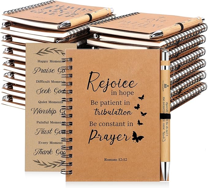 NEOACT Christian Gifts Bulk,30 Pcs/10 Set Inspirational Spiral Notebook with Bible Ballpoint Pen and Christian Bookmark,Prayer Journal Christmas Gifts for Teachers Staffs Colleagues Pastor Church Members & Families