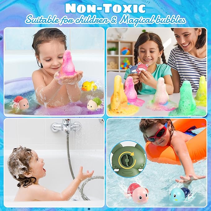 FIREKOTO® 8pcs Purely Handmade Kids' Rainbow Interactive Bath Bombs kids Potions丨Organic Colorful Bubble Bath for Kids Safe, Best Birthday, Party, Easter Bath Bombs Gift Set for Girls and Boys(8-Pack)