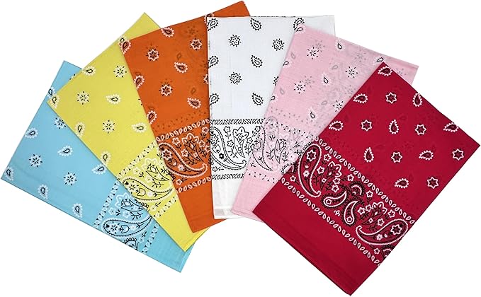 Vamqor Bandanas Gift Box 6 pack,Premium Super Soft 60s Cotton Paisley Bandannas Handkerchiefs for Men,Women and Kids
