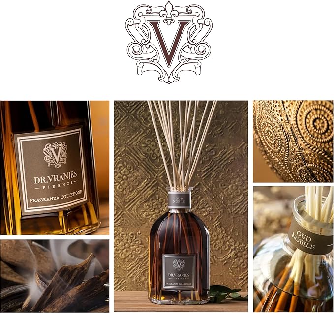 Dr. Vranjes - Oud Nobile 250 ml Reed Diffuser + Elegant Shopping Bag, Luxurious Home Fragrance, Woody & Resinous Notes, Made in Italy
