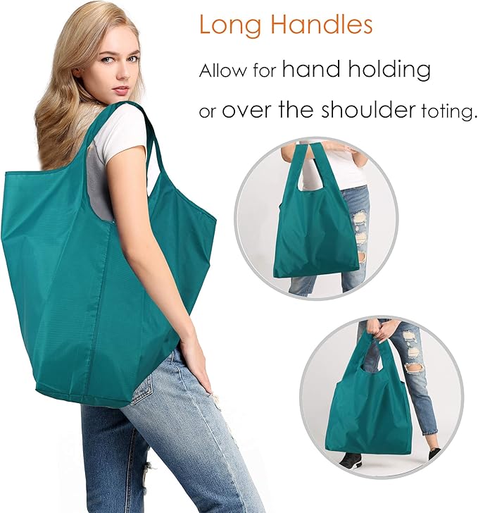 BeeGreen Marrs Reusable Grocery Bags Wholesale Green Reusable Kitchen Bags Bulk Foldable-Machine Washable with Zipper Storage Pouch 50 Packs