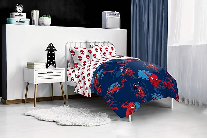 Jay Franco Marvel Spiderman Spidey Daze 5 Piece Queen Bed Set - Includes Reversible Comforter & Sheet Set Bedding - Super Soft Fade Resistant Microfiber (Official Marvel Product)