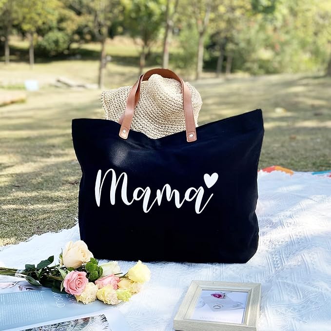 Lamyba New Mom Gifts, Mama Bag Tote with Makeup Bag, Cool Gifts for Mom to be/Expecting Mom/Pregnant Women