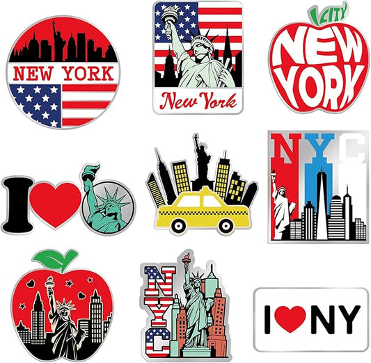 18 Pcs New York Fridge Magnet NYC City Magnetic Refrigerator Stickers Metal Magnet Souvenirs Gifts Refrigerator Magnets Home Decoration Accessories