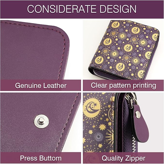 Genuine Small Wallet for Women, Slim RFID Blocking Credit Card Holder with ID Window, Compact Purses for Women with 26 Card Slots