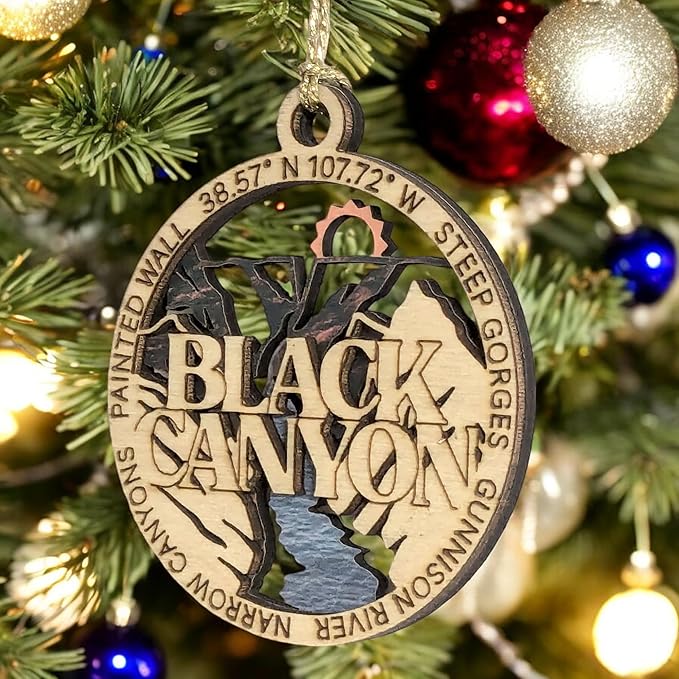 Black Canyon National Park 3" Wood Ornament - Handcrafted 2-Layer Christmas Decoration, Gunnison River Scene