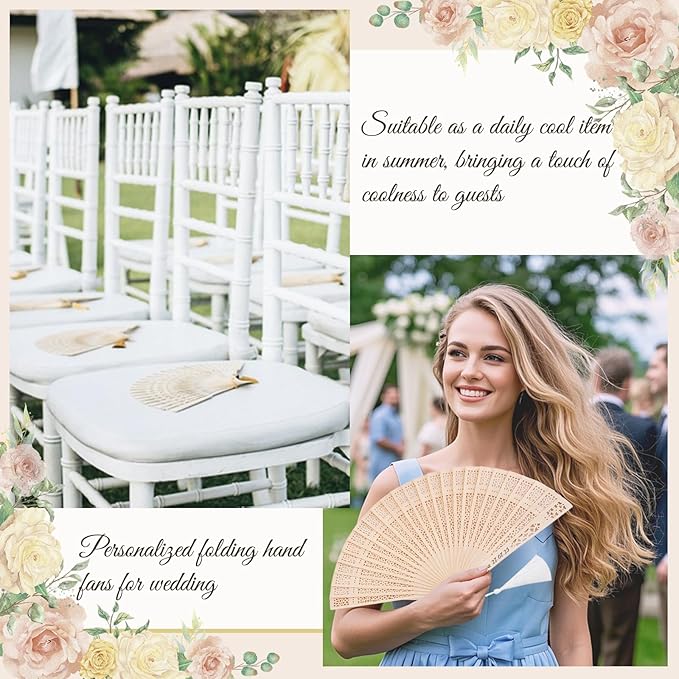 10Pcs Handheld Foldable Wedding Wooden Fans Personalized Custom Sandalwood Fans with Tassels and Organza Bags Wedding Favors for Guests Baby Shower Birthday Party Gift Bulk (10)