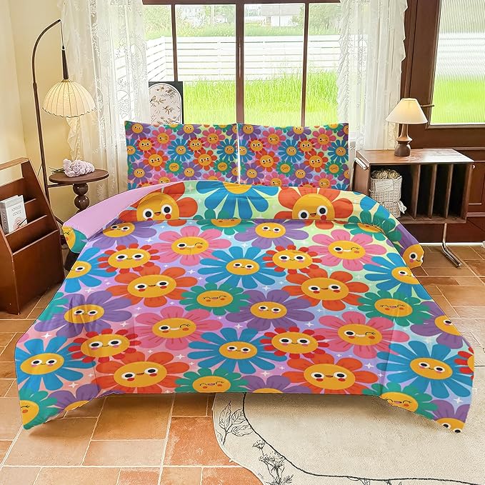 Full Size Bedding Sets Kids Bedding Sets for Girls, Galaxy Bedding 5 Pieces Bed in A Bag Full Size, Glitter Colorful Comforter for Girls