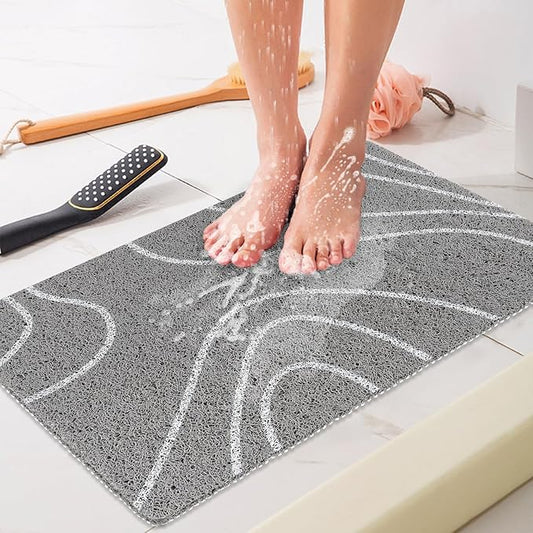 Shower Mat Bathtub Mat Non-Slip - 16x24 Inch, Soft Comfort Bath Mat with Drainage Holes, PVC Loofah Massage Bathmat for Shower, Tub, Bathroom, Wet Areas, Quick Drying