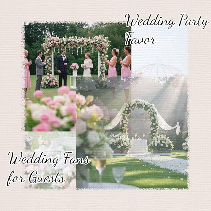 50Pcs Personalized Sandalwood Wedding Fans -Custom Elegant Handheld Fans for Brides, Grooms, and Guests - Perfect Wedding Favors and Decor (with Organza Bags)