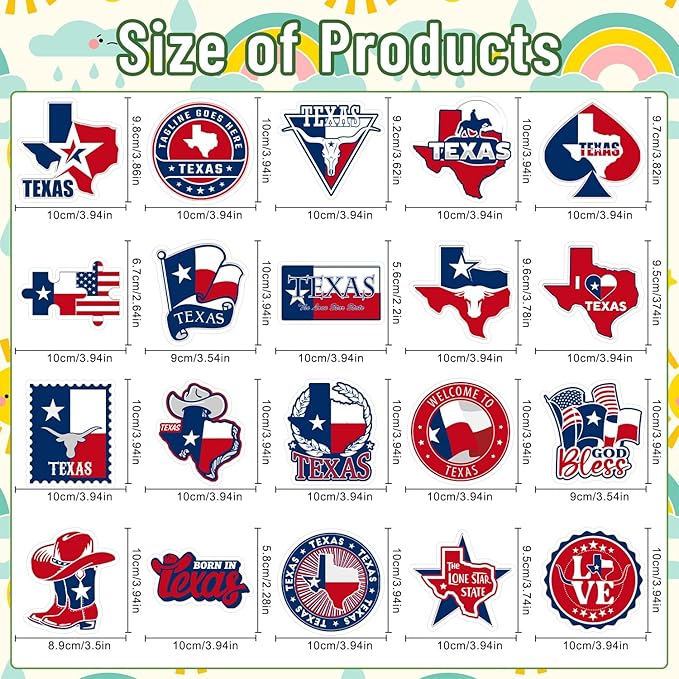 Texas Fridge Magnet Stickers - 20 Pcs Texas Refrigerator Magnet USA Flag USA State Travel Souvenirs Gifts Refrigerator Stickers for Home Kitchen Office Cruise Door Decor