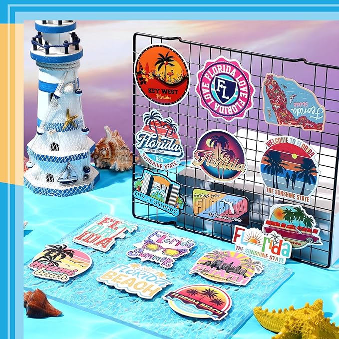 Konohan 30 Pcs Florida Souvenirs Gifts Florida Magnet for Refrigerator City Magnetic Refrigerator Stickers for Party Home Decoration