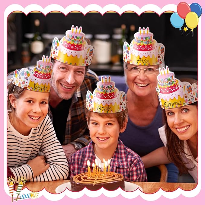 Outus 42 Pack Happy Birthday Crowns for Kids Classroom with Elastic Band for Teachers Students Kindergarten Party