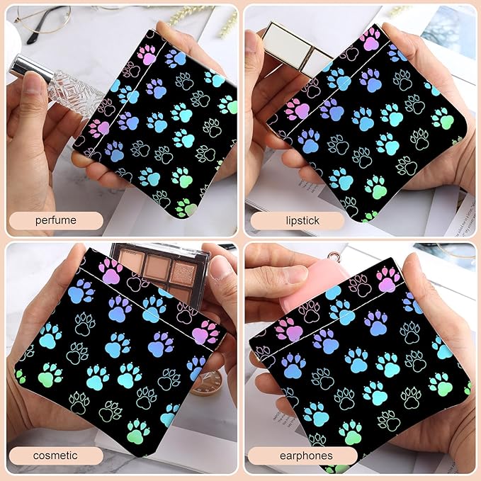 2Pcs PU Leather Small Squeeze Coin Purse Pouch Mini coin Bag Unique And Cute Wallet Cosmetic Bags Change Bag For Women Girls Men Dog Paw Pattern