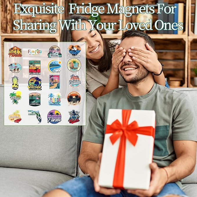 20 Pcs Florida Fridge Magnet Souvenirs - Florida Refrigerator Magnet USA State Coconut Tree Travel Souvenirs Gifts Refrigerator Stickers for Home Kitchen Office Cruise Decor