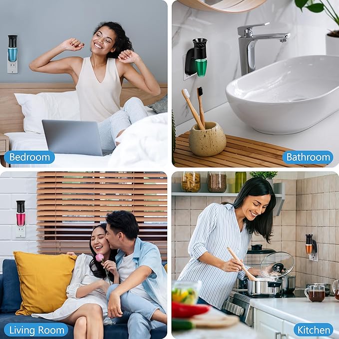 3 Pack Wall Fragrance Plug in Compatible with Bath and Body Works WallFlower Fragrances, ETL Certified, Rotatable, Precise Scent Control Fragrance Diffuser Plug for Home, Office (Black)