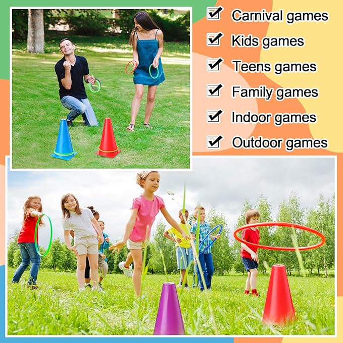 Wettarn 70 Pcs Christmas Indoor Games Potato Sack Race Bags for Teens Adult Egg Spoon Bean Bags Ring Toss 3 Legged Relay Race Tug of War Rope Family Reunions Games for Christmas Eve Celebrations