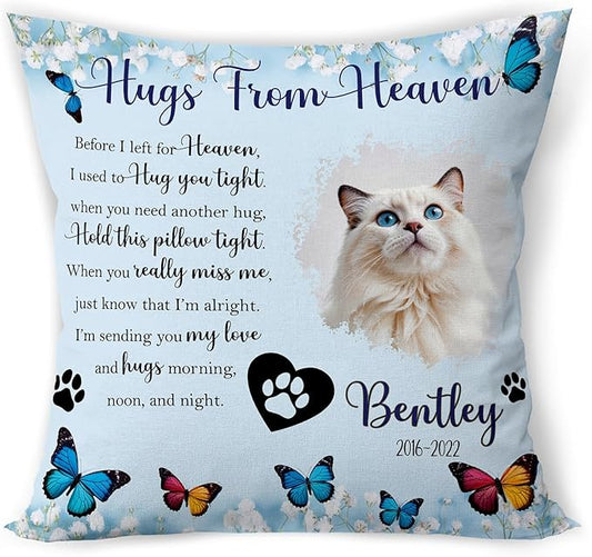 Custom Pet Memorial Throw Pillow (Insert Included), Cat Memorial Gifts for Loss of Cat, Pet Loss Sympathy Gift, Loss of Cat Sympathy Gift, Cat Gifts for Cat Lovers, Cat Memorial Pillow