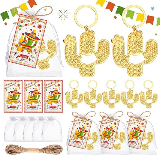 50pcs Gold Cactus Bottle Opener, Cactus Keychain Favors for Mexican Theme Party Decorations, Cactus Keychain Return Gift for Bridal Birthday Baby Shower Hawaii Holiday Grand Canyon Themed Wedding