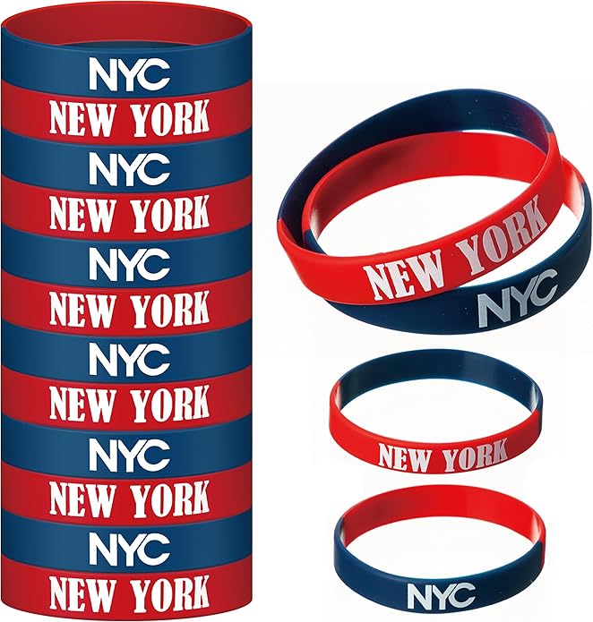 60 Pcs New York Souvenirs USA Gifts Bulk Bracelets New York State Bracelets Silicone Stretchable Bracelet, silicone Wristbands Decorations Gift Souvenirs from USA