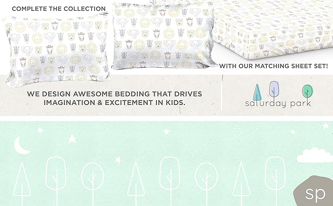 Saturday Park Safari Friends Full/Queen Duvet Cover & Sham Set - 3 Piece 100% Organic Cotton Duvet Set - GOTS & Oeko-TEX Certified