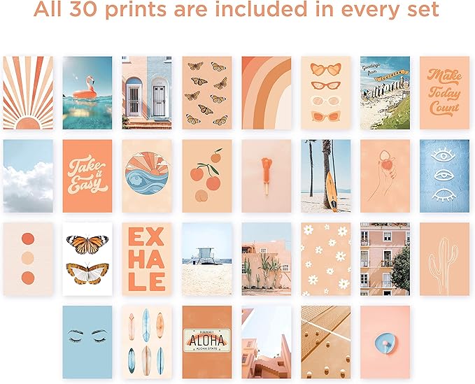 HAUS AND HUES Peach Photo Collage Kit - Aesthetic Wall Decor for Teen Girls (Set of 30)