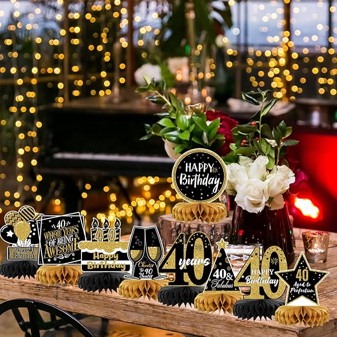 9 Pieces 40th Birthday Table Decorations 40th Birthday Centerpieces for Tables 40th Birthday Decorations for Men and Women (40th)