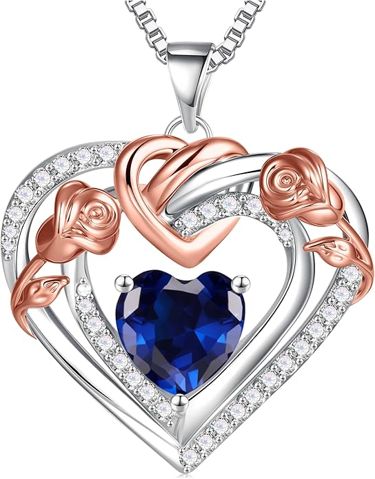 JKK Valentines Day Gifts for Mom - S925 Sterling Silver 12 Month Birthstone Necklaces Valentine's Day Mothers Day Birthday Christmas Gifts for Women Wift Mom