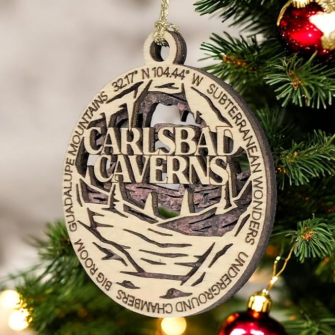 Carlsbad Caverns National Park, Underground Chambers Christmas Ornament - 3" Laser Cut Wood, Handmade in USA