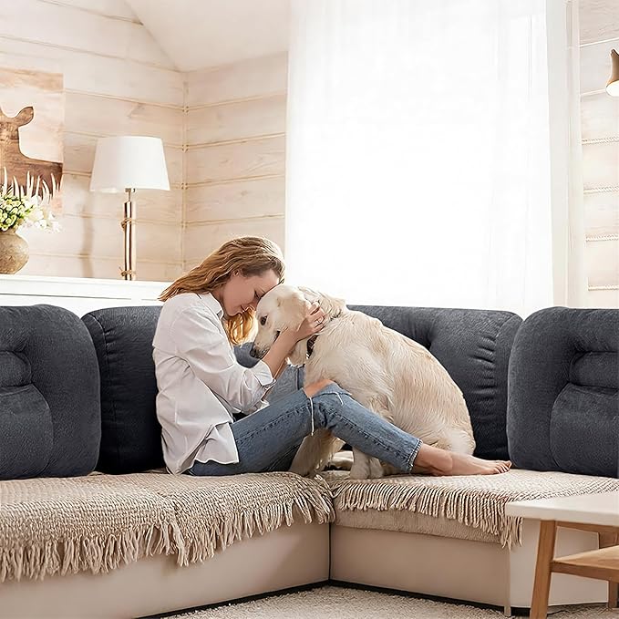 Reading Pillow for Couch, Bed Rest Back Pillow with Front Pocket, Comfortable Back Pillows for Sitting in Bed, Daybed, Tatami, Living Room